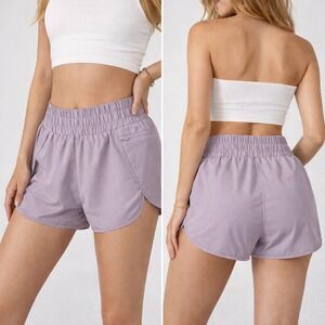 Lalala Blended Athletic Shorts Lilac Purple Elastic Waist Zipper Pocket Size M